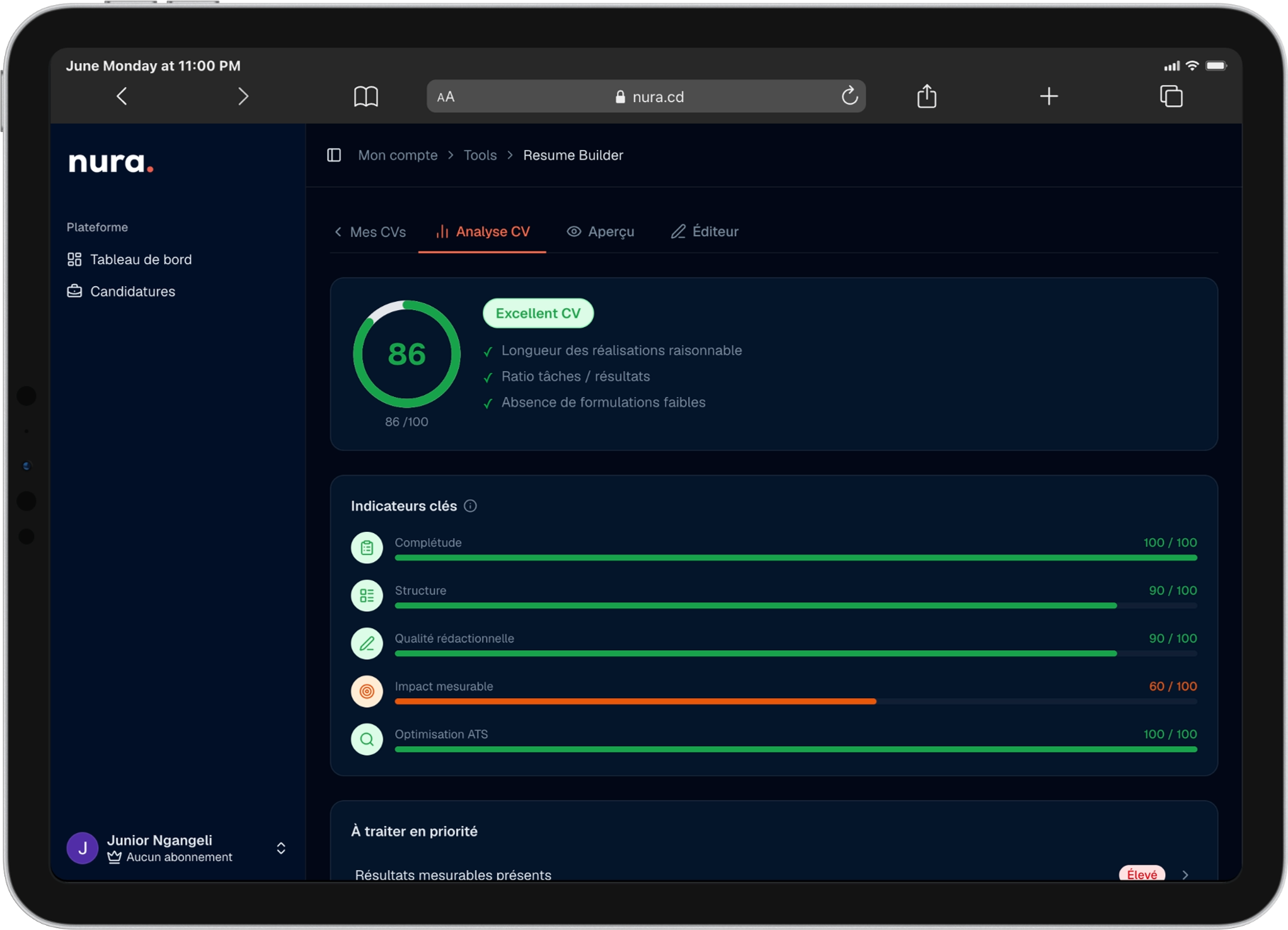 Aperçu de la plateforme Nura